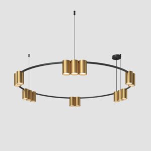 DK4067-BK+SG Подвесной светильник ORBIT, IP20, 15xGU10 LED, до 15 Вт, черный + сатинированное золото, алюминий